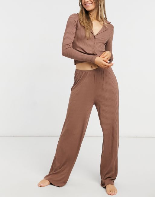 ensemble de pyjama côtelé femme naturel - HEMA