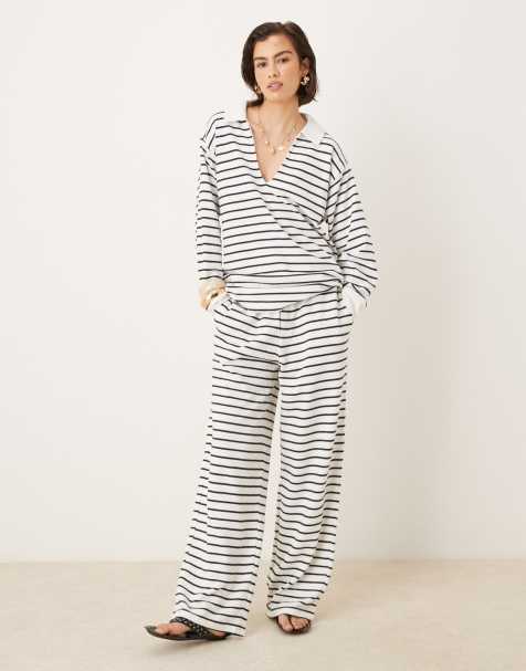 ASOS DESIGN - Ensemble texturé à rayures - Crème - view 1