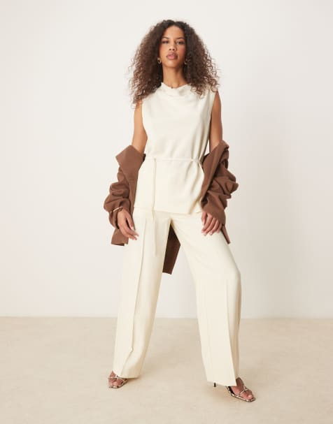 ASOS DESIGN - Ensemble top ajusté effet drapé à col bénitier et pantalon - view 1