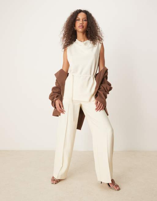 ASOS DESIGN - Ensemble top ajusté effet drapé à col bénitier et pantalon