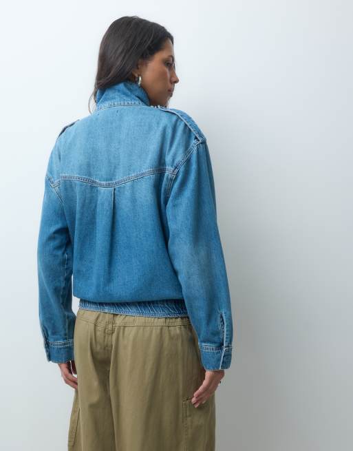 ASOS DESIGN ensemble veste à col cheminée et ourlet boule en bleu moyen, 4 de 4