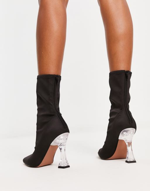 Black booties clear heel sale