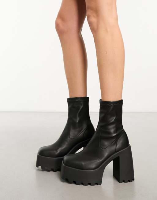 ASOS DESIGN Entice platform sock boots in black | ASOS