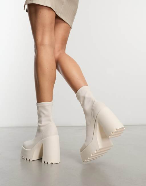 ASOS DESIGN - Entice - Sock boots met dikke zool in wit, 4 van 4