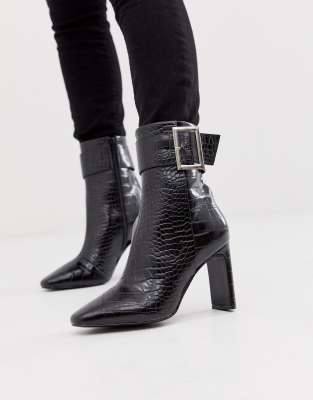 croc buckle boots