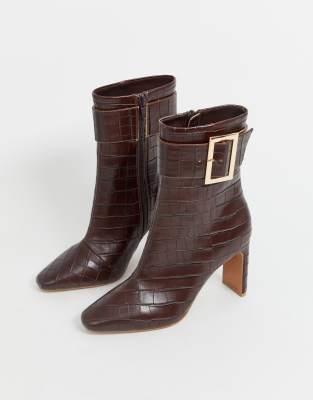 brown croc ankle boots