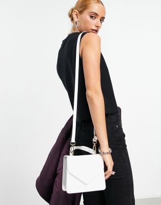 ASOS DESIGN envelope crossbody bag with top handle in white