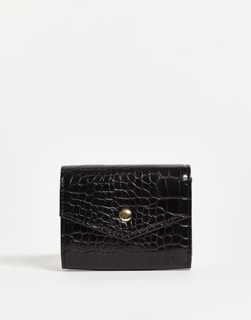 ASOS DESIGN envelope purse in black croc | ASOS