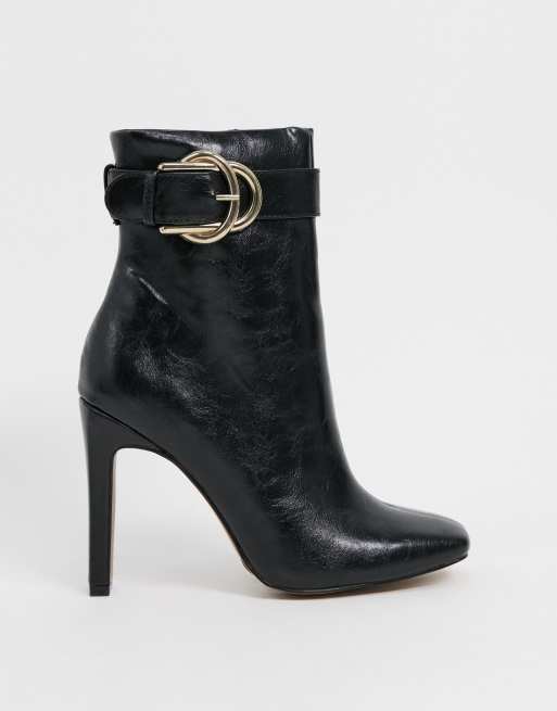 ASOS DESIGN - Envy - Enkellaarzen met gesp in zwart