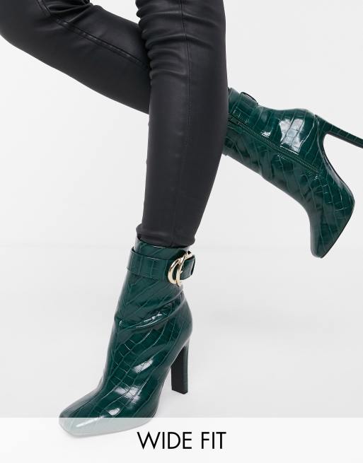 Evesham Nj Design Envy Hohe Ankle Boots Mit Schnalle Kroko Pragung Und Weiter Passform In Grun Evesham Nj