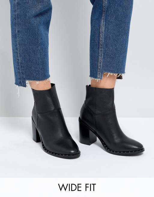 ASOS DESIGN - Envy - Leren enkellaarzen met brede pasvorm