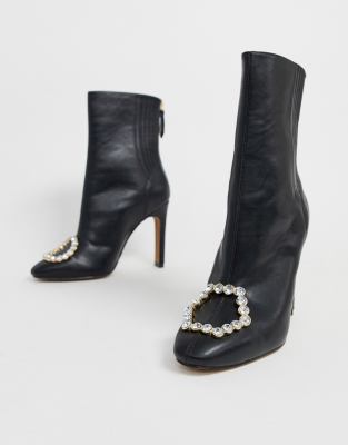 black embellished ankle boots