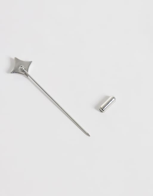ASOS DESIGN épingle à cravate avec petite étoile et détail en cristal finition argentée, 2 de 3