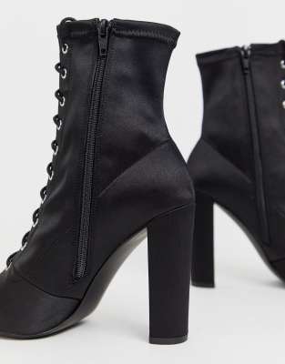 lace up block heel boot