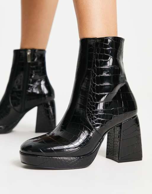 Heeled croc sale boots