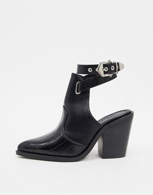 ASOS DESIGN Erase western cut out boots in black