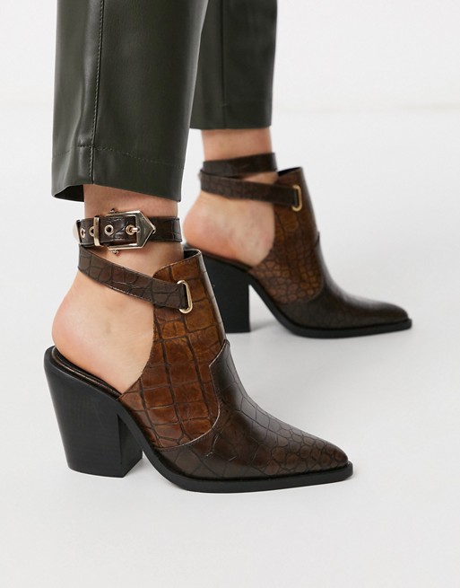 ASOS DESIGN Erase western cut out boots in brown