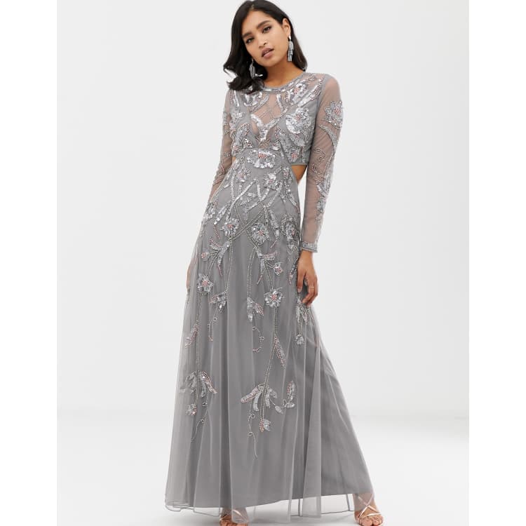 Asos grey 2025 embellished dress