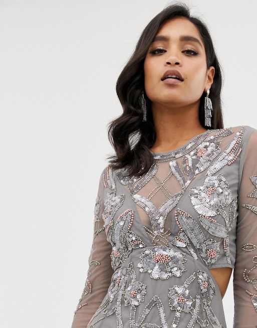 Asos grey embellished sales dress