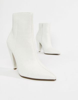 pointed white ankle boots