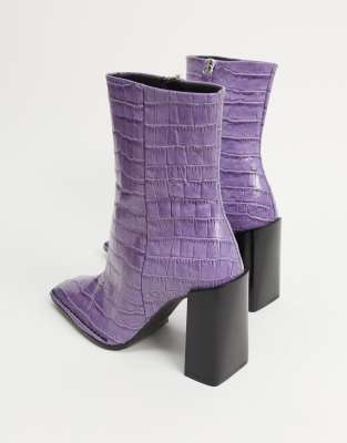 croc heeled boots