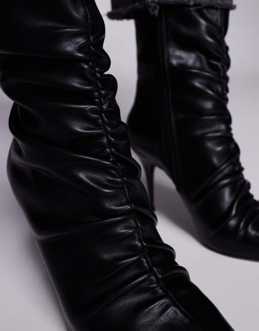 ASOS DESIGN – Erin – Geraffte Ankle-Boots in Schwarz mit hohem Absatz, 3 von 4