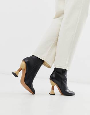 asos black leather ankle boots