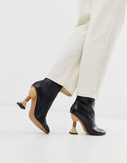 ASOS DESIGN Escape premium leather sculptured heel ankle boots