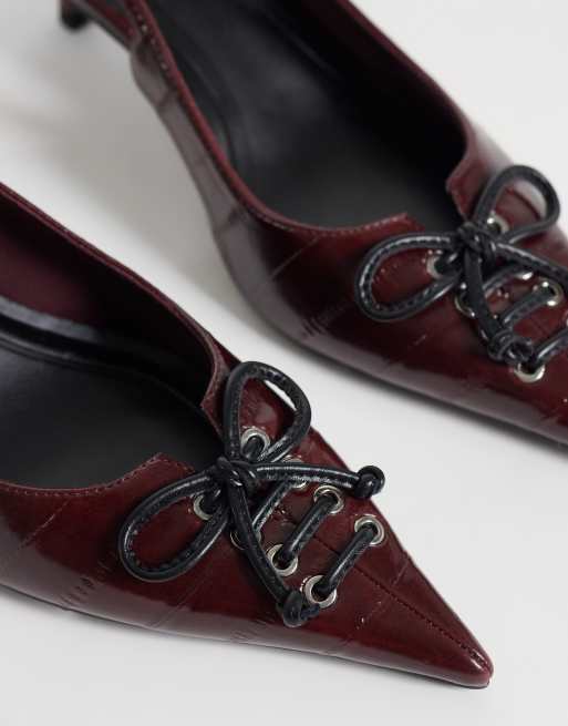 ASOS DESIGN escarpins à petits talons à lacets Spirit bordeaux, 4 de 4