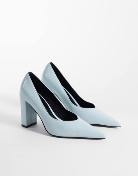 ASOS DESIGN escarpins Panda à talon carré haut bleus - view 1