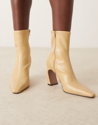 Asos Design Esme Bone Banana Heel Ankle Boots In Neutral