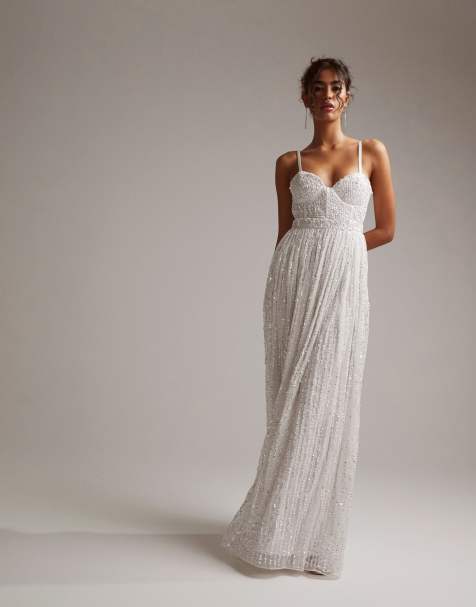 Minimalist crepe wedding dress, simple and modest bridal dress