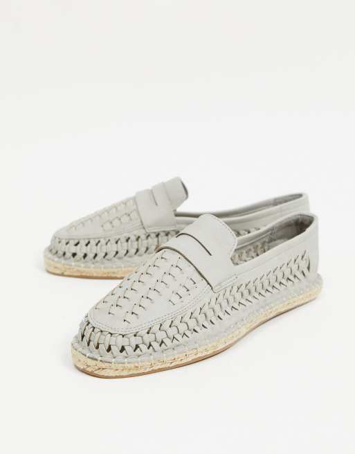 ASOS DESIGN espadrille loafers in gray weave | ASOS