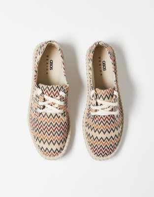 ASOS DESIGN - Espadrilles à lacets en toile à motif géométrique - view 1