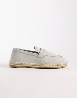 Espadrilles im Penny-Loafer-Design aus Wildleder in Grau Grau 46