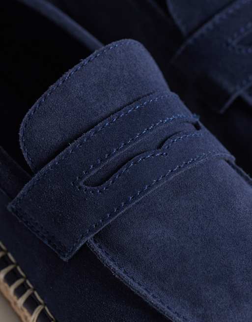 ASOS DESIGN – Espadrilles im Penny-Loafer-Design aus Wildleder in Marineblau, 3 von 4