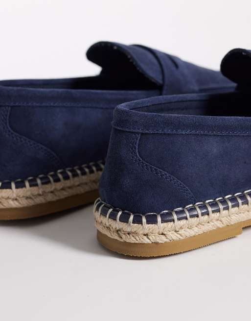 ASOS DESIGN – Espadrilles im Penny-Loafer-Design aus Wildleder in Marineblau, 4 von 4