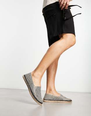 ASOS DESIGN espadrilles in black and stone mix - ASOS Price Checker