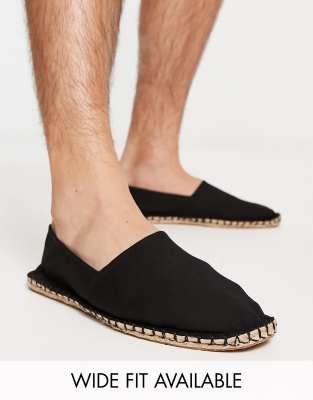 ASOS DESIGN espadrilles in black canvas