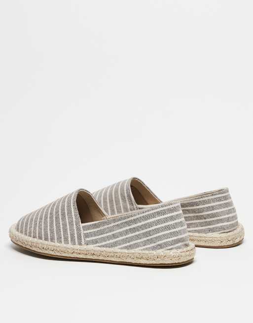 ASOS DESIGN espadrilles in gray stripe canvas, 4 of 4