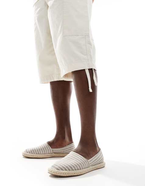 ASOS DESIGN espadrilles in grey stripe canvas - view 1