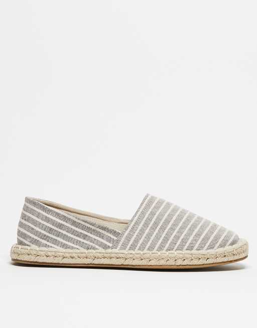 ASOS DESIGN espadrilles in grey stripe canvas