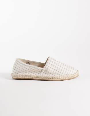  espadrilles in natural and black striped linen