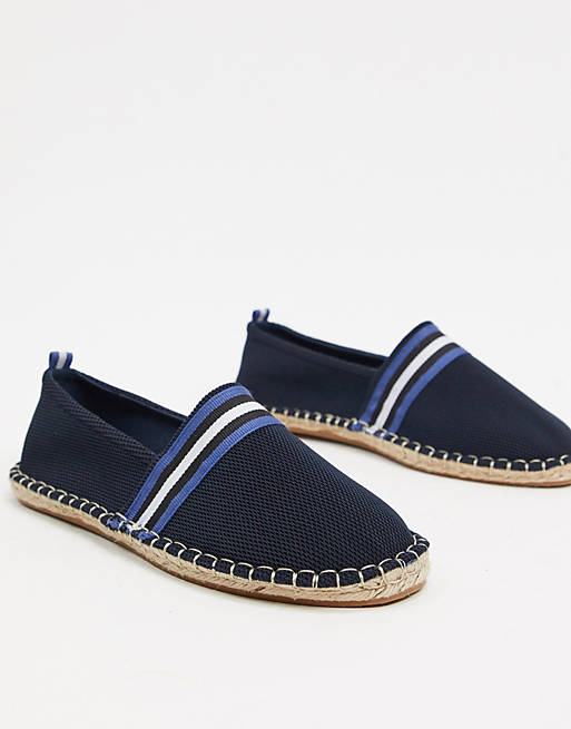 ASOS DESIGN espadrilles in navy knitted fabric with tape detail | ASOS