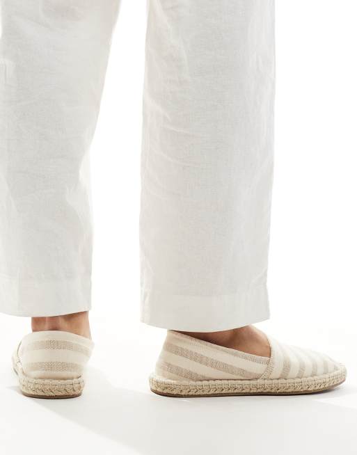 ASOS DESIGN - Espadrilles in tela color pietra a righe, 4 di 4