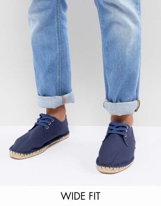 ASOS DESIGN - Espadrilles pianta larga stringate in tela blu navy