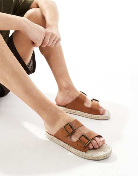 ASOS DESIGN – Espadrilles-Sandalen in Hellbraun mit zwei Riemen - view 1