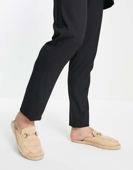 ASOS DESIGN - Espadrilles stile sabot in camoscio sintetico grigio pietra con morsetto