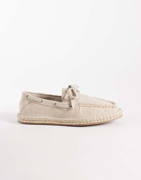 ASOS DESIGN - Espadrilles style chaussures bateau en toile - Taupe - view 1