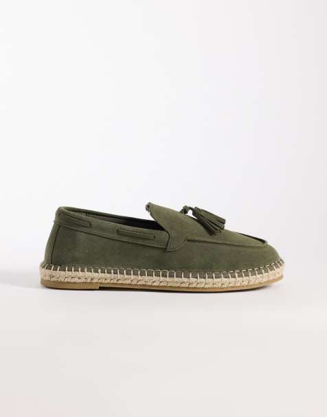 ASOS DESIGN espadrilles with tassel in khaki suede - view 1